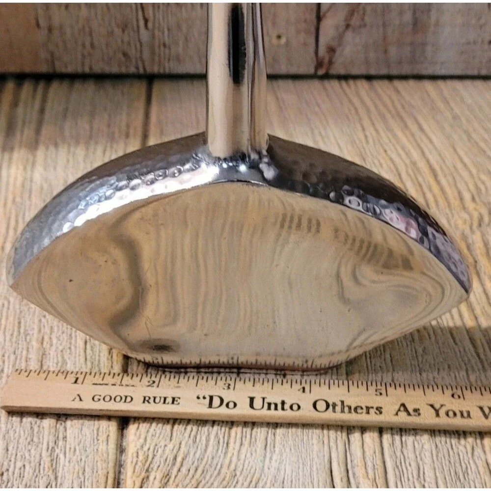 Chromed Metal Flower vase or Art, with hammered accents.